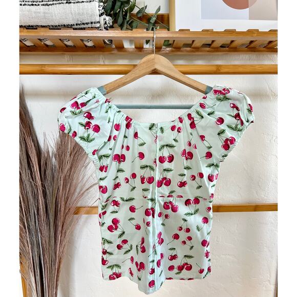 Hell Bunny Cherry Print Blouse - White and Red - Picture 8 of 9